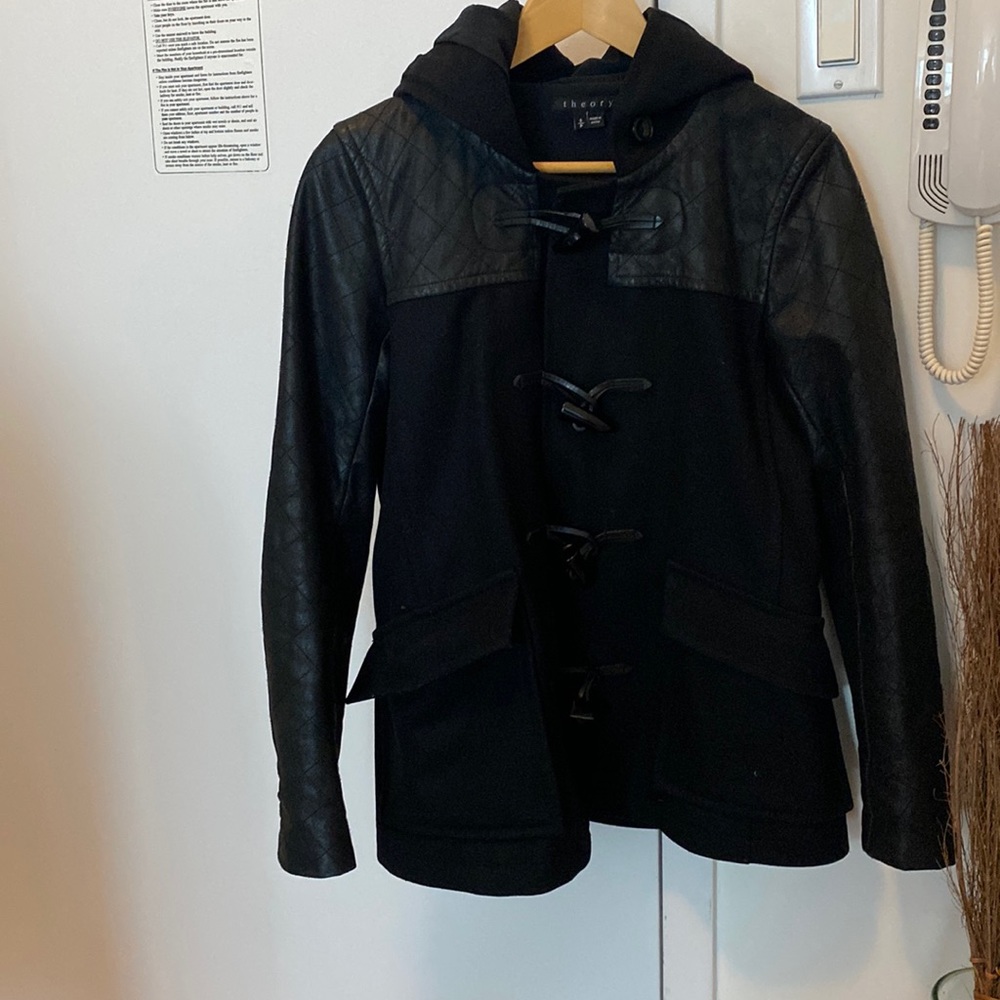 Leather and Wool Theory Coat